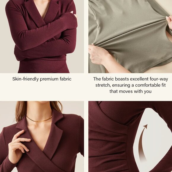 OGL MOVE Collared Surplice Top THERMAL ECO-MOUSSE ROSE NWT SIZE XL - Picture 11 of 11